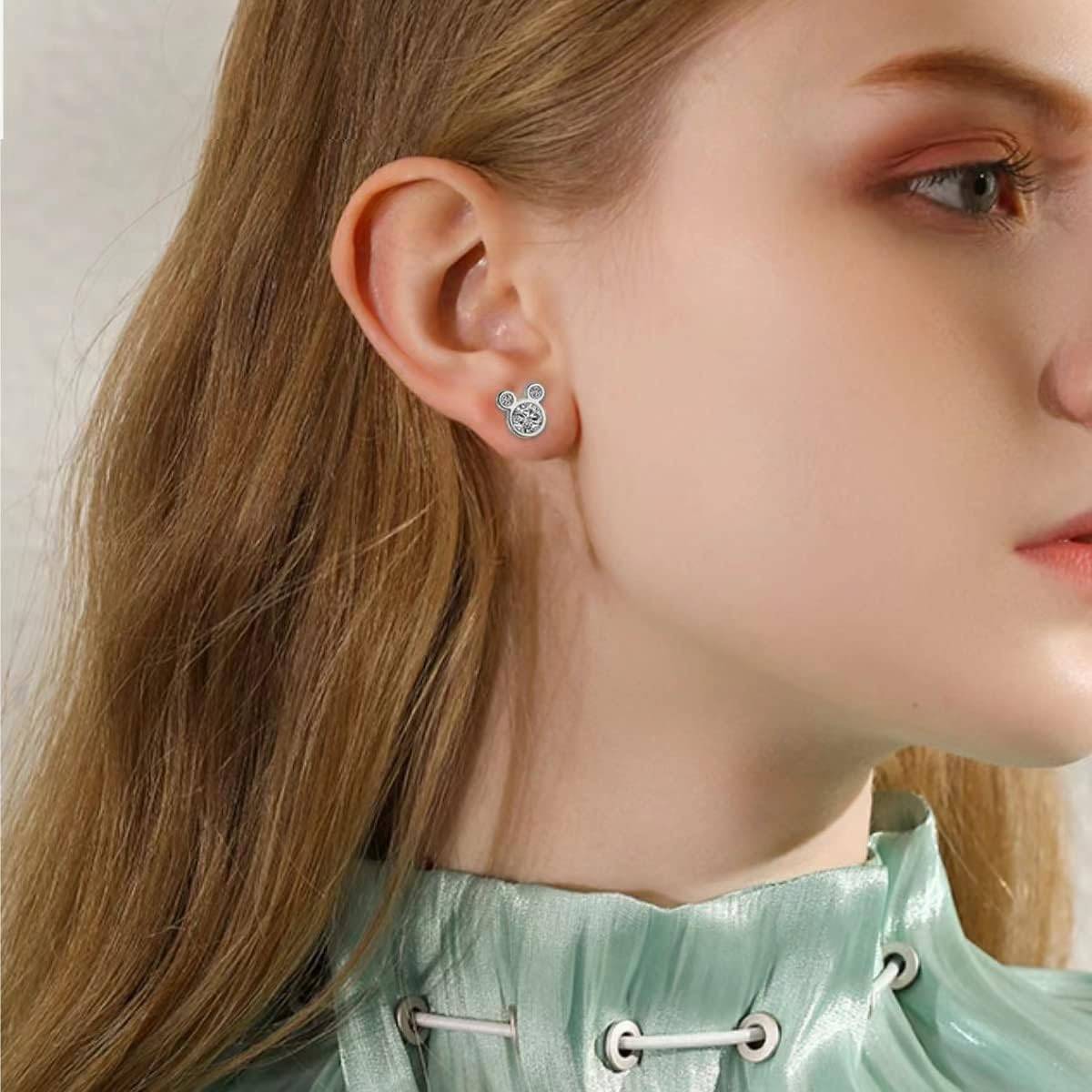SANNIDHI 1 Pair Silver Earrings for Women Fashion Ear Stud, Sweet Micky Studs Rhinestones Inlaid Studs Earrings for Women Girls Jewelry Gift SANNIDHI 1 Pair Silver Earrings for Women Fashion Ear Stud, Sweet Micky Studs Rhinestones Inlaid Studs Earrings for Women Girls Jewelry Gift